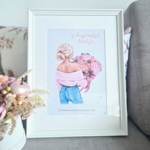 Personalizowany Plakat Dziewczyna z bukietem