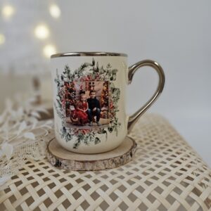 Kubek ze zdjęciem Kremowy ze złotym uszkiem