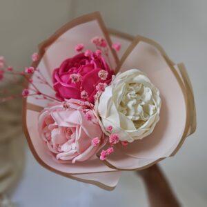 Bukiet piwonie mydlane mix różowe S 05P Podziękowanie Urodziny Ślub