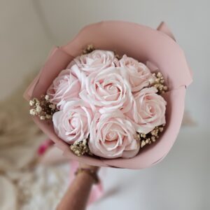 Bukiet róże mydlane pudrowe L Podziękowanie Urodziny Ślub