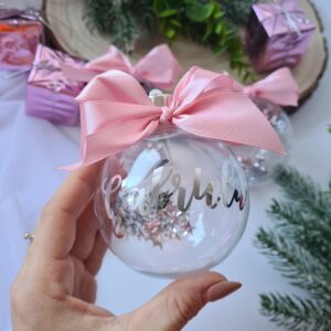 Personalizowana Bombka okrągła z gwiazdkami Imię