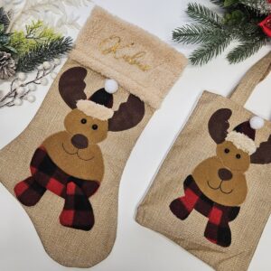 Personalizowana skarpeta świąteczna na kominek Łoś + torba 🧦