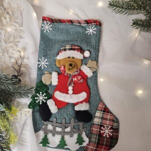 Personalizowana skarpeta świąteczna na kominek Miś 3D 🧦