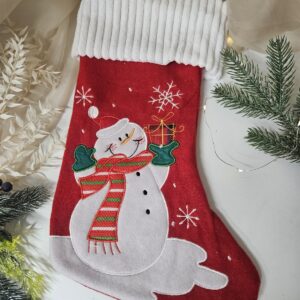 Personalizowana skarpeta świąteczna na kominek Bałwan 44 cm 🧦