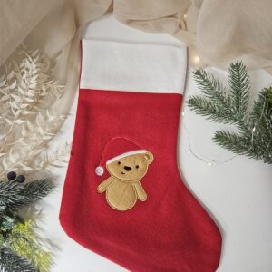 Personalizowana skarpeta świąteczna na kominek Miś 40 cm 🧦