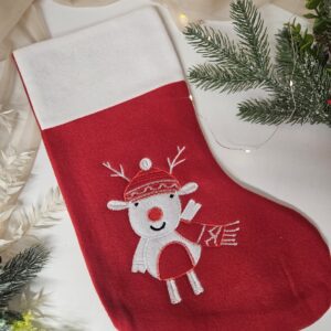 Personalizowana skarpeta świąteczna na kominek Renifer 40 cm 🧦