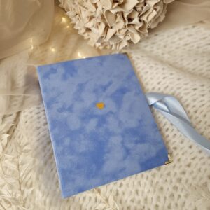 Album od ręki welurowy 200 zdjęć Kieszeniowy niebieski Serduszko